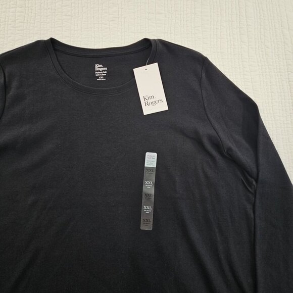 Kim Rogers Perfectly Soft Tee NEW Women's XXL Deep Black 3/4 Length Sleeve NWT - Picture 2 of 13
